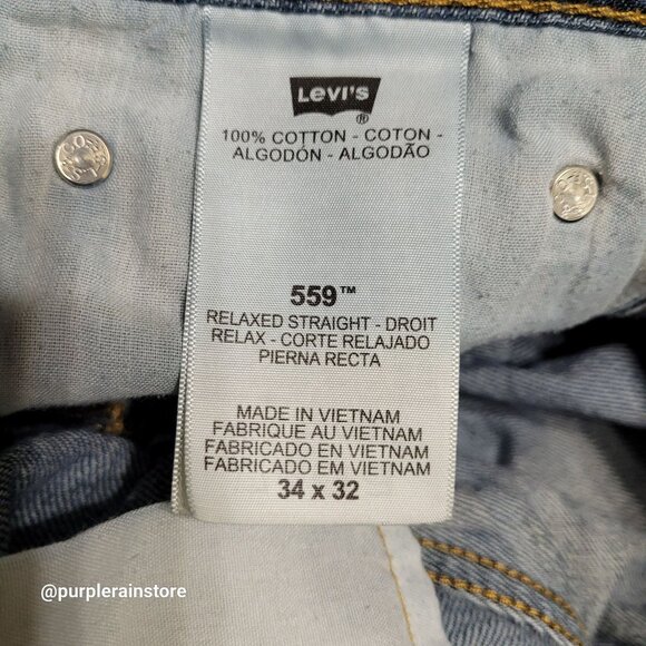 Vtg Levi's Jeans 34x32 Relaxed Straight 559 Medium Dark Wash Western Y2K - Picture 5 of 11